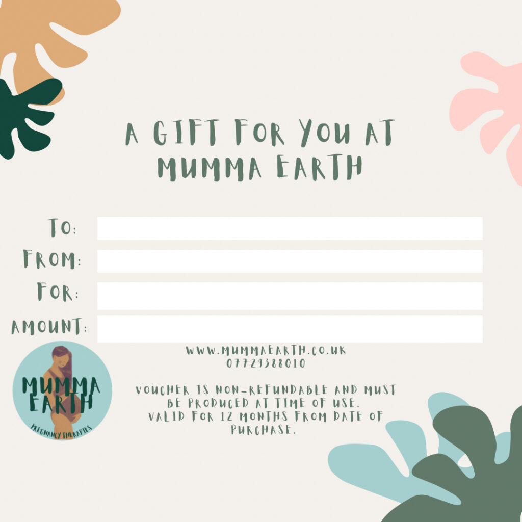 Example of the Mumma Earth gift vouchers